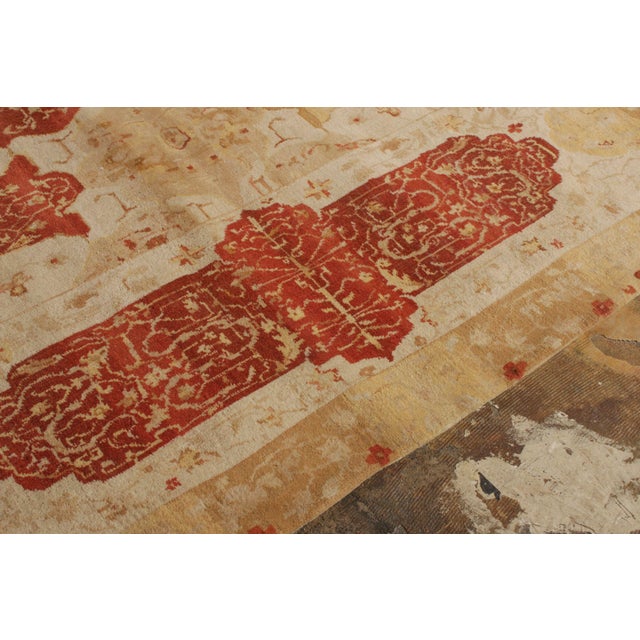 2010s Rug & Kilim’s Classic Agra Style Rug in Beige-Brown and Red Floral Cartouches For Sale In New York - Image 6 of 6