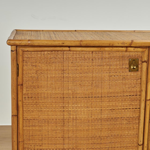 Mid Century French Bamboo and Grasscloth Dresser or Cabinet For Sale - Image 4 of 14