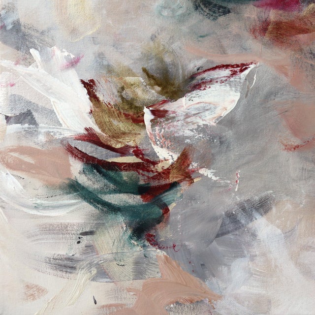 A Romantic Dance - Large Abstract Illuminous Textural Floral Acrylic Painting Original Artwork by Ve Boisvert For Sale - Image 4 of 9