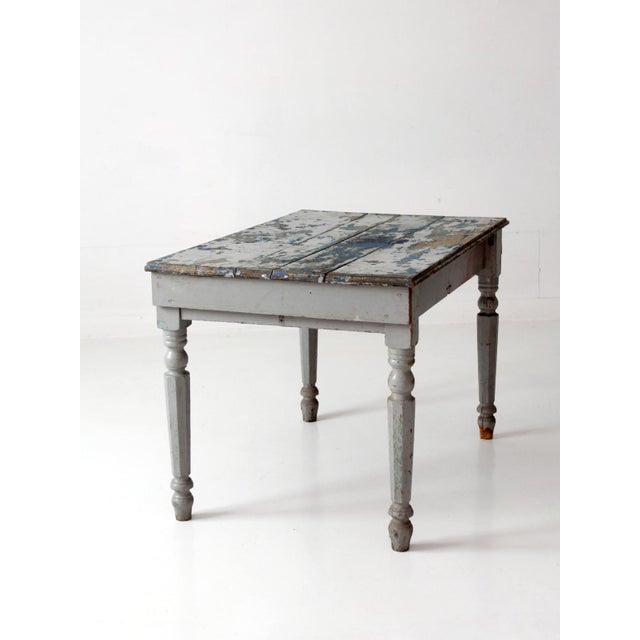 Early 20th Century Antique Painted Farmhouse Work Table For Sale - Image 5 of 18