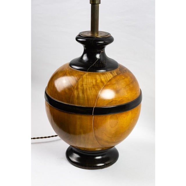 Turned Wooden Ball Lamp Base with Two Lights, 1980s For Sale - Image 6 of 11