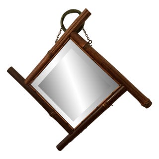 Charming 1930’s Carved Faux Bamboo Beveled Mirror For Sale