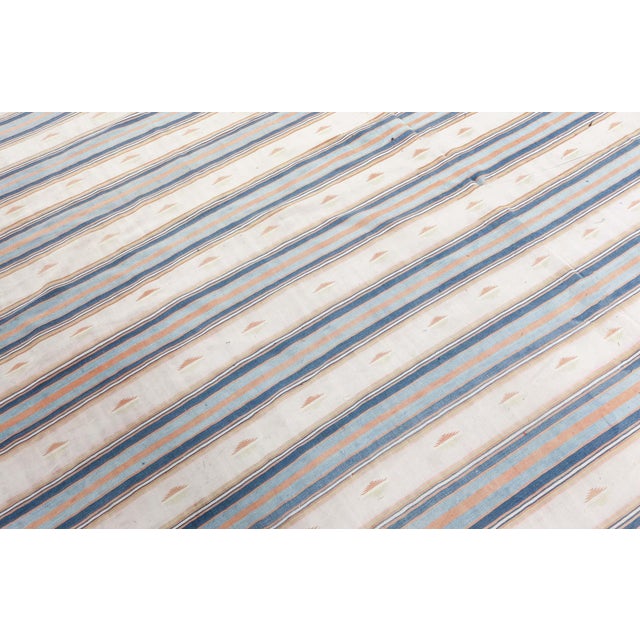 Off-white Doris Leslie Blau Mid-Century Dhurrie Light Beige Hand-Knotted Rug For Sale - Image 8 of 8