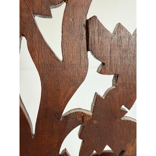 Brown Large Antique Victorian Carved Wood Good Luck Wall Pocket Magazine Rack For Sale - Image 8 of 12