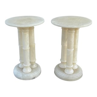 Neoclassical Alabaster Pedestals, Pair For Sale