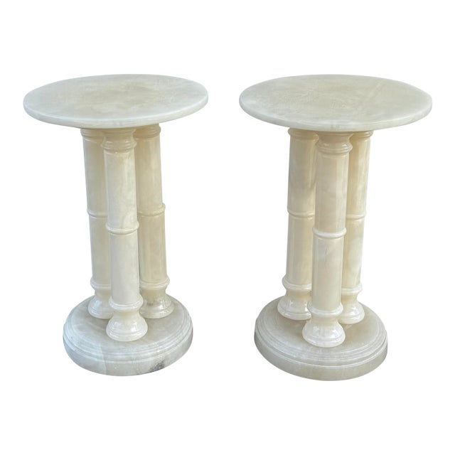 Neoclassical Alabaster Pedestals, Pair For Sale