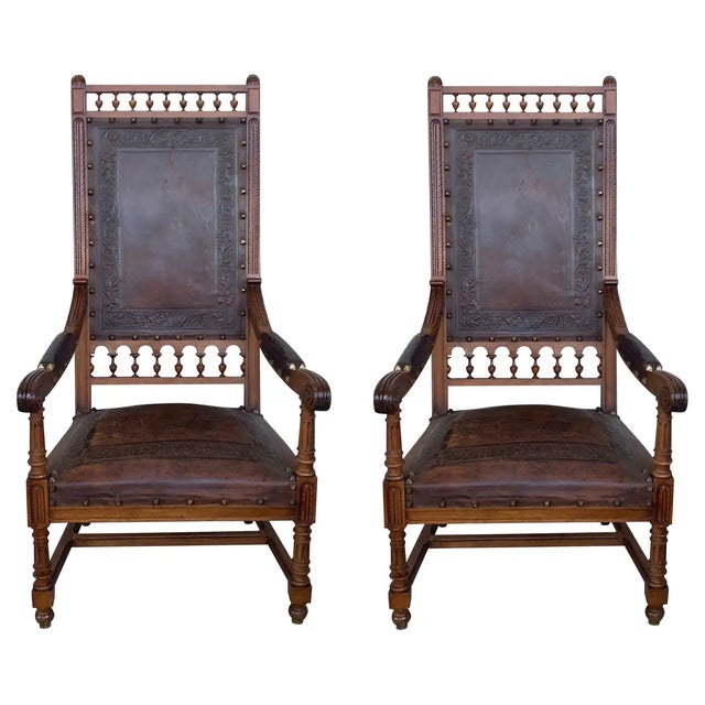Louis XVI Style Italian Carved Walnut Armchairs - a Pair For Sale - Image 10 of 10