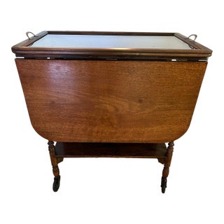 Early 20th Century Drop Leaf Mahogany Tea Cart Attributed to Imperial Furniture Co. For Sale