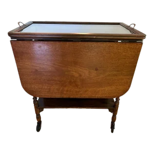 Early 20th Century Drop Leaf Mahogany Tea Cart Attributed to Imperial Furniture Co.