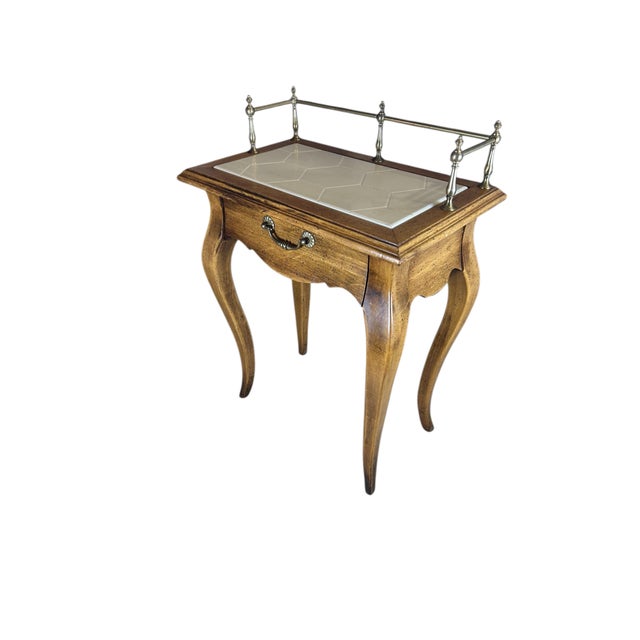 Vintage Diminutive Side Table With Brass Gallery For Sale In Boston - Image 6 of 11