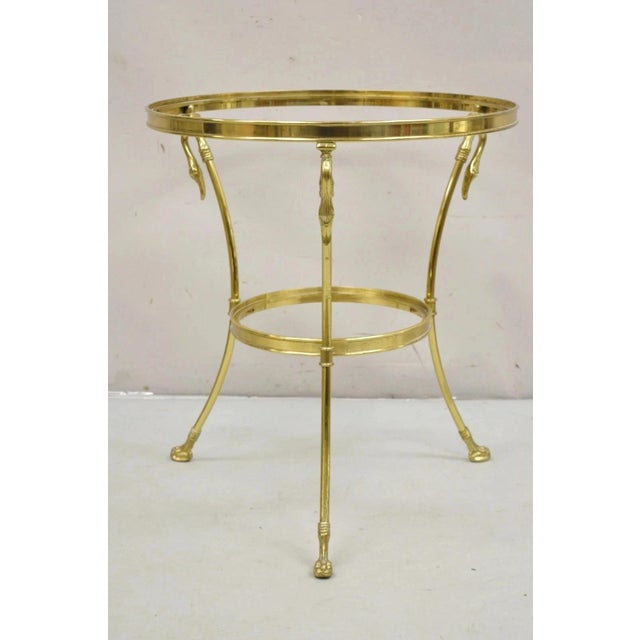 Late 20th Century Italian Hollywood Regency Brass Swan Tripod 2 Tier Round Occasional Side Table For Sale - Image 11 of 12