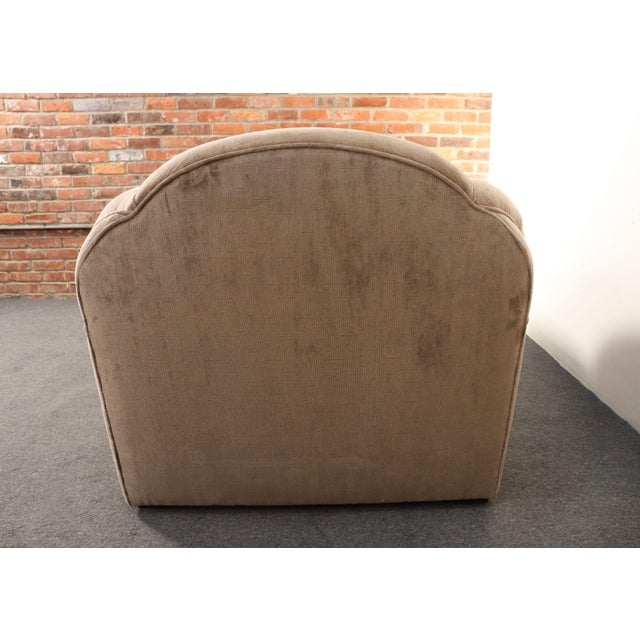 Taupe Vintage Art Deco-Style Chaise Lounge in Taupe Chenille With Ebonized Plinth Feet For Sale - Image 8 of 18
