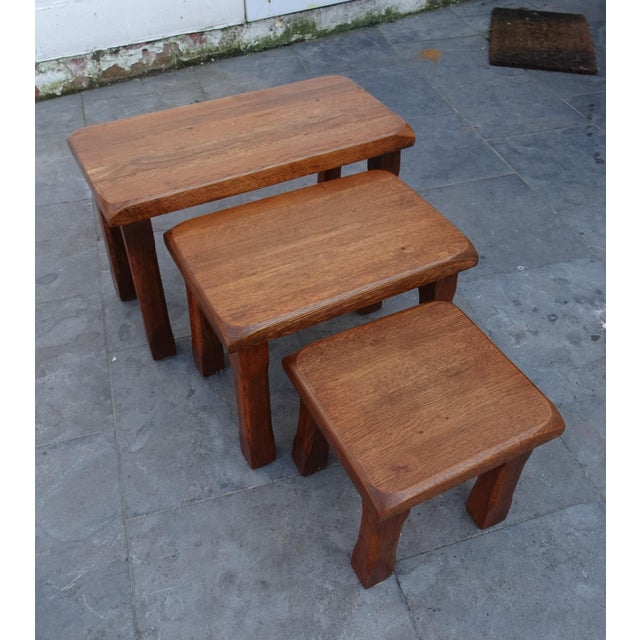 Vintage Brutalist Nesting Tables, Set of 3 For Sale - Image 4 of 15