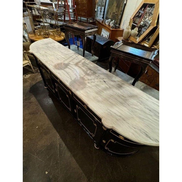 Mid 20th Century French Black Lacquered Louis XVI Style Sideboard For Sale - Image 5 of 6