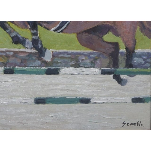 Original Oil Painting on Canvas, Equestrianism by Sean Wu For Sale - Image 4 of 5