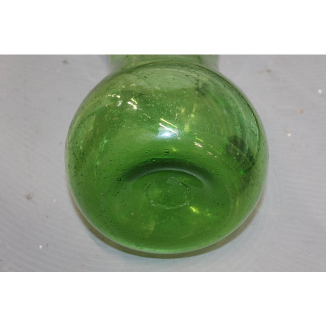 Brutalist Large Green Glass Pitcher with Handle For Sale - Image 3 of 13