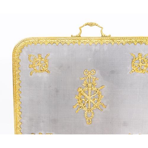 Antique Empire Revival Classical Trophies Gilt Bronze Fire Screen, 1800s For Sale - Image 5 of 14
