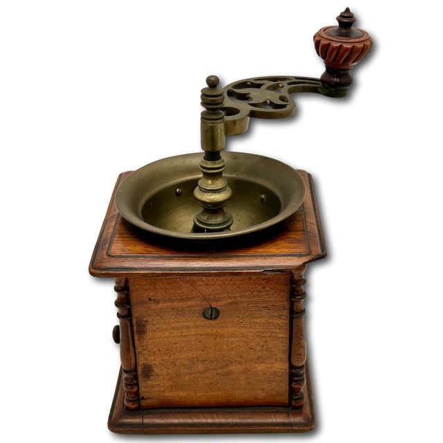 Auburn Beautifully & Completely Hand Made Antique Mahogany & Brass Coffee Grinder - Circa Early 19th Century For Sale - Image 8 of 18