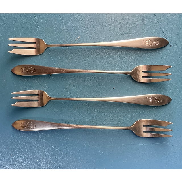 Reed & Barton 1958 Reed & Barton "The Diamond" Sterling Cocktail Forks by Gio Ponti - Set of 4 For Sale - Image 4 of 6
