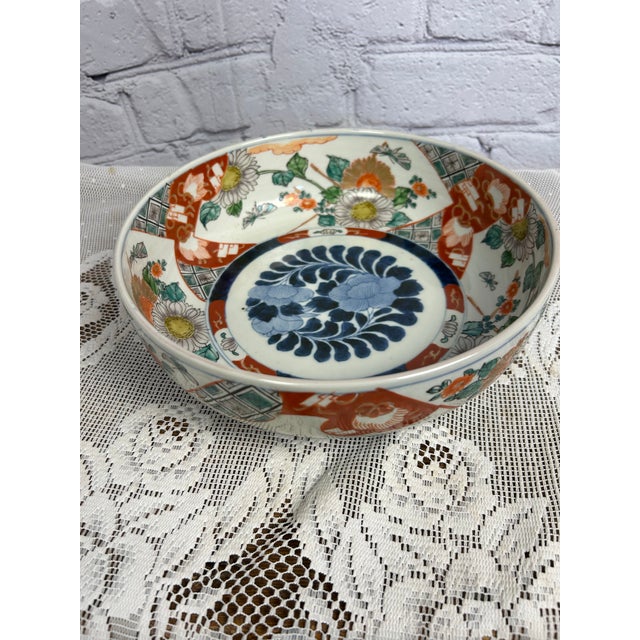 Antique Japanese Imari Porcelain Bowl - 10" Meiji Period Arita Ware - Hand-Painted Floral For Sale - Image 9 of 12
