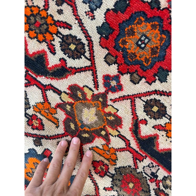 Antique Runner with Eggshell, Ivory & Beige Rug 3.7 x 13.5 For Sale In Milwaukee - Image 6 of 13