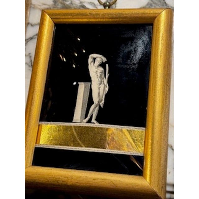 19th Century Set of 4 French Eglomise’ Framed Glass Panels For Sale - Image 4 of 7