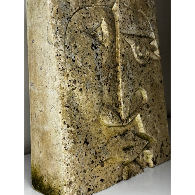 Stone Modernist British Outdoor Sculpture Limestone Face Relief, Circa 1970s — A Cubist Homage to Picasso and the Hepworth–Milne Lineage For Sale - Image 7 of 11