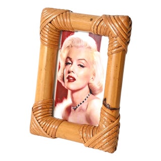 Mid-Century Organic Photo Frame in Rattan, Italy, 1970s For Sale