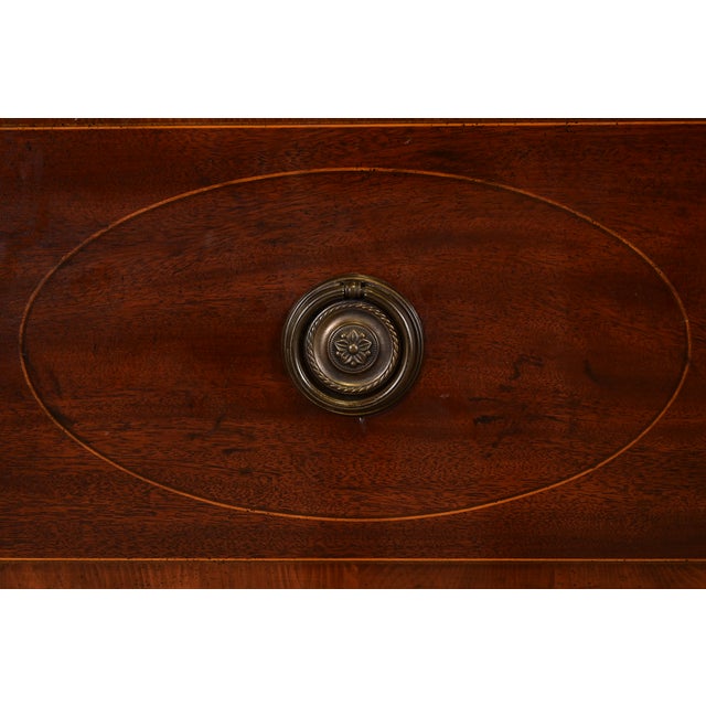 1980s Baker Furniture Georgian Inlaid Mahogany Breakfront Bookcase Cabinet With Drop Front Secretary Desk For Sale - Image 9 of 13