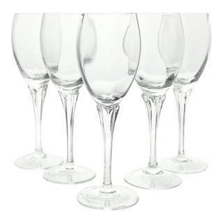 1980s Gorham “Andante” Set of 5 Crystal Wine Glasses For Sale