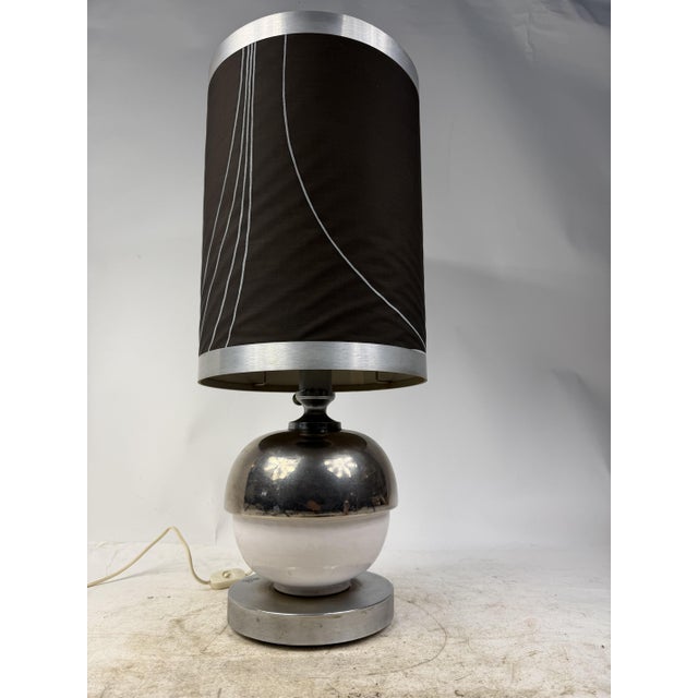 Black Vintage Space Age Table Lamp in Chrome Metal, 1970s For Sale - Image 8 of 10