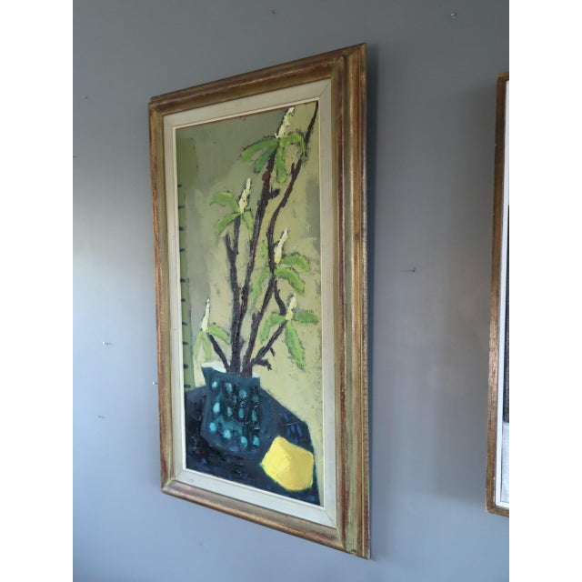 Mid-Century Modern 'Branches in a Blue Vase' Vintage Expressive Still Life Oil Painting by Swedish Artist Gunnar Johnsson (1917–2007), Framed For Sale - Image 6 of 11