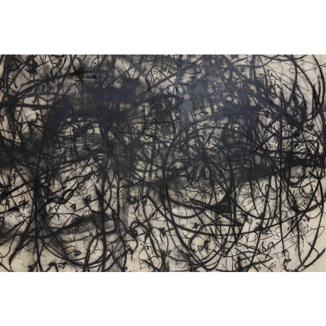 Black Monica Perez "Yes" Original Charcoal on Canvas 2023 For Sale - Image 8 of 11