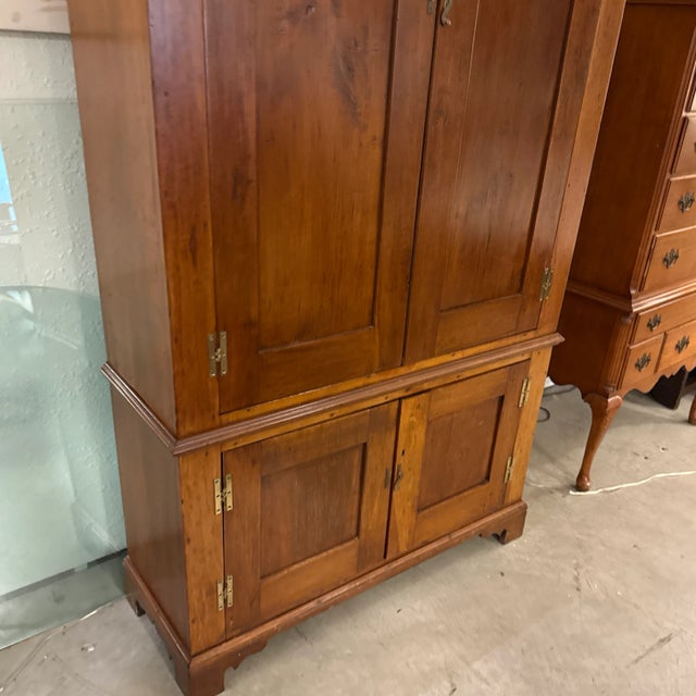 Antique American Pine Wood Cabinet With Cherry Finish For Sale - Image 10 of 12