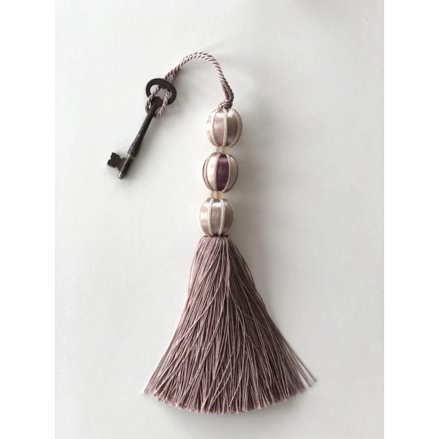 Pair of Beaded Satin Key Tassels in Lavender - Amethyst Color For Sale - Image 12 of 15