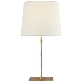 Visual Comfort Signature Dauphine Table Lamp in Gilded Iron with Linen Shade For Sale