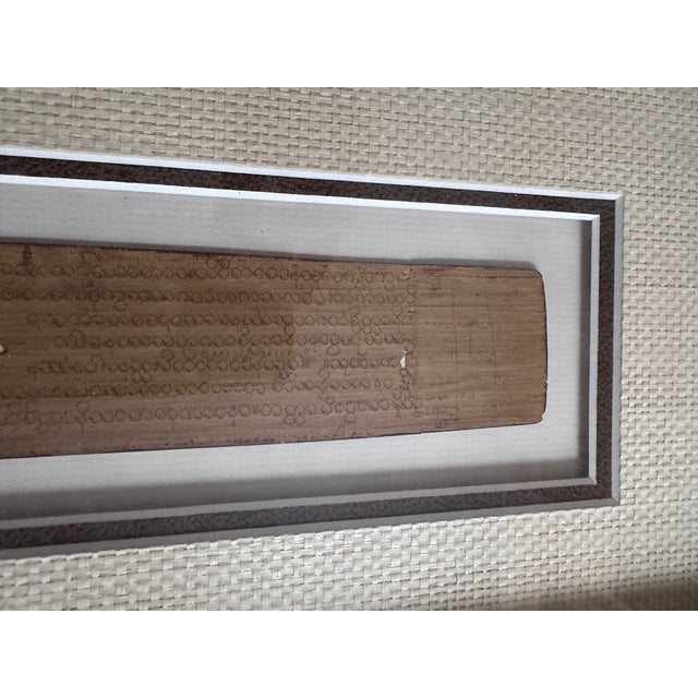 Mid 20th Century Vintage Burmese Buddhist Scripture on Palm Leaf, Framed For Sale - Image 5 of 11