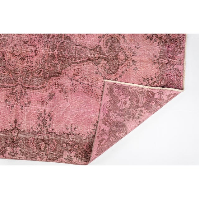 Pink Mid 20th Century Home Living Ethnic Pink Rug For Sale - Image 8 of 9