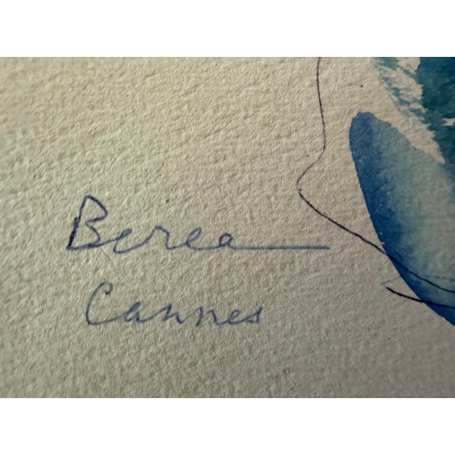 1950s Dimitrie Berea Water Color Sketch of Arde Bulova (Head of the Bulova Watch Company) & Prof. Nimbus in Cannes, France For Sale - Image 4 of 5