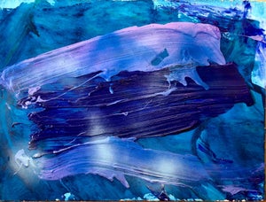 Francine Tint, Contemporary Gestural Abstraction "Boat Moon" Color Field Painting Woman Artist, 1990