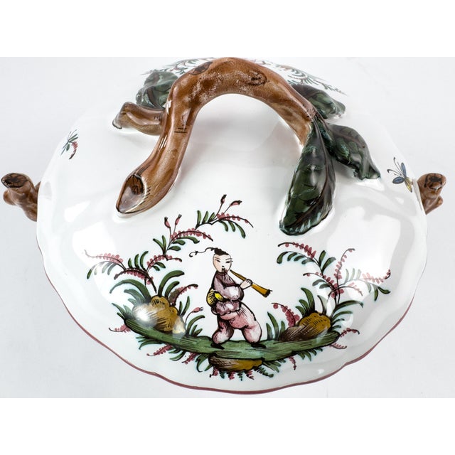 A charming vintage French faience lidded bowl by Lallier à Moustiers, likely dating from the 1970s–1980s. The softly lobed...
