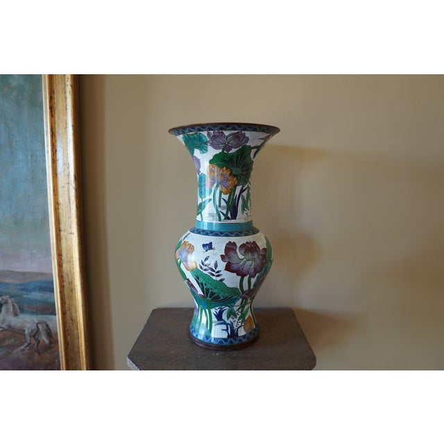 Ceramic Vintage Porcelain Flower Tall Vase For Sale - Image 7 of 16
