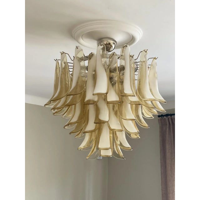 Large Yellow Murano Chandelier in Mazzega Style For Sale - Image 8 of 8