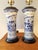 Wood Late 20th Century Asian Brush Pot Blue and White Lamps - a Pair For Sale - Image 7 of 11
