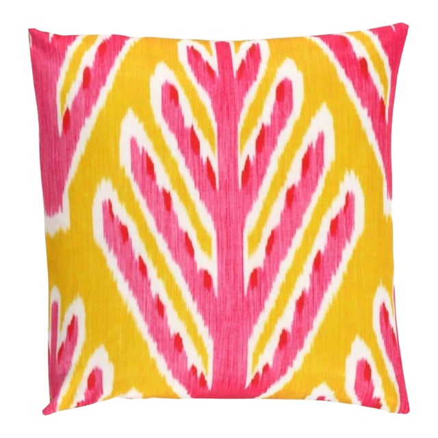 Decorative Throw Ikat Silk Pillow For Sale