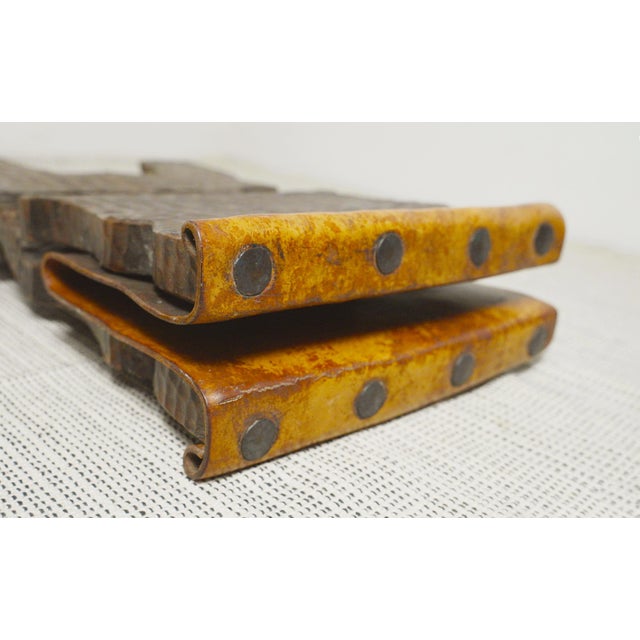 Brutalist Folding Stool in Leather, 1950s For Sale - Image 9 of 18