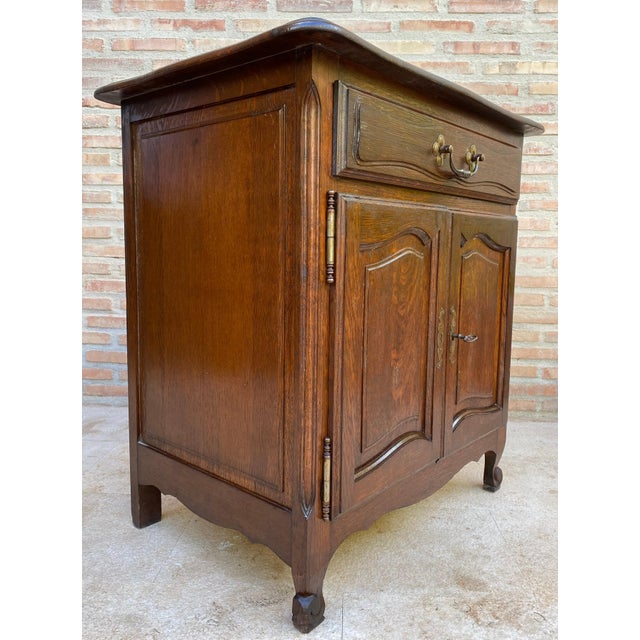 Mid-Century French Walnut Side Table with One Drawer and Double Door, 1950s For Sale - Image 18 of 18