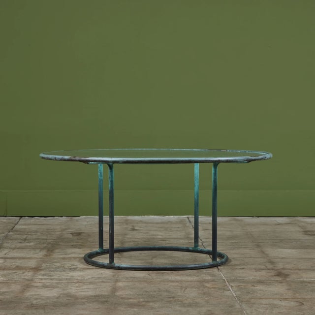 Mid-Century Modern Walter Lamb for Brown Jordan Round 36" Bronze Patio Coffee Table For Sale - Image 3 of 12