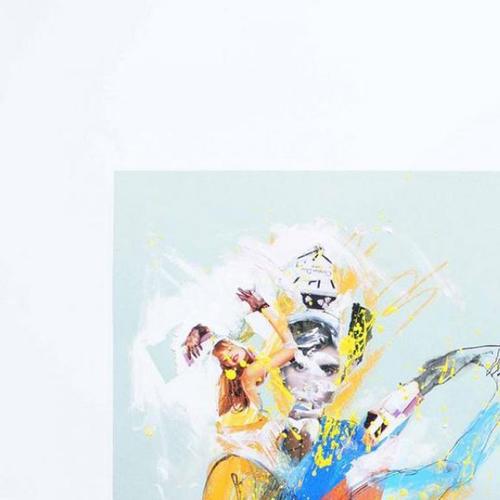 Hand Signed. Mixed technique and collage on cardboard. Passepartout included. This artwork is from the series "Cirque du...