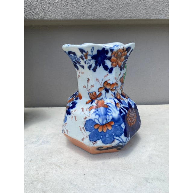 Victorian 19th Century Ironstone Mason Snake Handle Pitcher Imari Pattern For Sale - Image 3 of 6